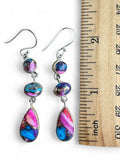 Kingman Pink Dahlia Solid 925 Sterling Silver Earrings