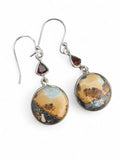 Maligano Jasper & Garnet Solid 925 Sterling Silver Earrings