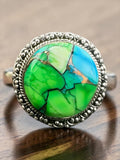 Kingman Peacock Dahlia Solid 925 Sterling Silver Ring 9