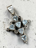 CROSS Blue Topaz Solid 925 Sterling Silver Pendant