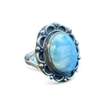 Caribbean Larimar Solid 925 Sterling Silver Ring 7.5