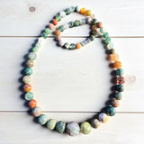 Indian Agate Graduated Beaded Necklace – 18” Natural  Gemstone Jewelry, Handcrafted