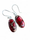 Kingman Red Rose Dahlia Solid 925 Sterling Silver Earrings