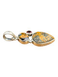 Moroccan Yellow Jacket Jasper & Garnet Solid 925 Sterling Silver Pendant