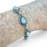 Rainbow Moonstone Solid 925 Sterling Silver Bracelet