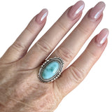 Caribbean Larimar Solid 925 Sterling Silver Ring 10