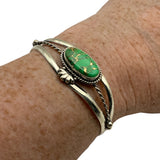 Kingman Green Copper Turquoise Solid 925 Sterling Silver Cuff Bracelet