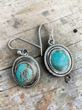 Number 8 Turquoise Solid 925 Sterling Silver Earrings