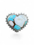 Heart Kingman Blue Ice Dahlia Solid 925 Sterling Silver Ring 9