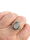 Rough Moonstone Solid 925 Sterling Silver Ring 10