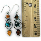 Kingman Turquoise & Spiny Oyster Solid 925 Sterling Silver Earrings