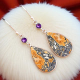 Maligano Jasper & Amethyst Solid 925 Sterling Silver Earrings