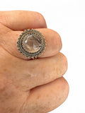 Black Rutilated Quartz Solid Sterling Silver Ring 8