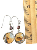 Maligano Jasper & Garnet Solid 925 Sterling Silver Earrings