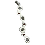 Rainbow Moonstone & Garnets Solid 925 Sterling Silver Pendant