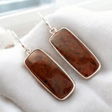 Red Moss Agate Solid 925 Sterling Silver Earrings