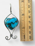 Heart Tibetan Turquoise Silver Overlay Pendant