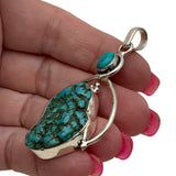 Blue Howlite & Turquoise Solid 925 Sterling Silver Pendant