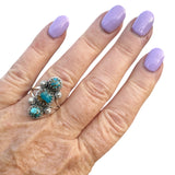 Turquoise & Spiny Oyster Solid 925 Sterling Silver Ring 7