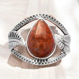 Red Moss Agate Solid 925 Sterling Silver Ring 9