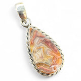 Crazy Lace Agate teardrop Solid 925 Sterling Silver Pendant