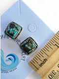 Number 8 Turquoise Solid 925 Sterling Silver stud Earrings