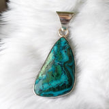 Chrysocolla Malachite Solid 925 Sterling Silver Pendant