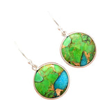 Blue & Green Turquoise Solid 925 Sterling Silver Earrings