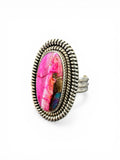 Kingman Pink Dahlia Turquoise Solid 925 Sterling Silver Ring 6