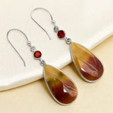 Mookaite Jasper & Garnet Solid 925 Sterling Silver Earrings