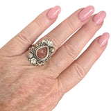 Faceted Sunstone Solid 925 Sterling Silver Ring 7.5