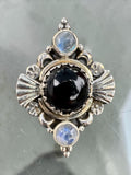Black Onyx & Moonstone Solid 925 Sterling Silver Ring 6