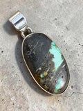 Black Jack Turquoise Solid 925 Sterling Silver Pendant