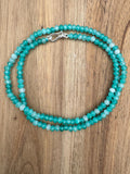 4 mm Bright Blue Aquamarine beaded Necklace 18 inches