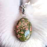 Unakite Solid 925 Sterling Silver Pendant