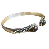 Smoky Topaz Solid 925 Sterling Silver Bangle Bracelet
