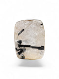 Rough Tourmaline in Quartz Solid 925 Sterling Silver Ring 7