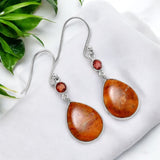 Sponge Coral & Garnet Solid 925 Sterling Silver Earrings