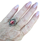 Kingman Red Rose Dahlia Solid 925 Sterling Silver Ring 6.5