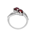 Garnet & White Topaz Solid 925 Sterling Silver Ring 6