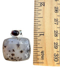 Montana Agate & Garnet Solid 925 Sterling Silver Pendant