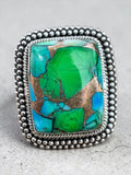 Kingman Peacock Dahlia Solid 925 Sterling Silver Ring 6.5