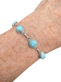 Caribbean Larimar Solid 925 Sterling Silver Bracelet