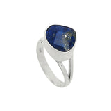 Faceted Blue Lapis Solid 925 Sterling Silver Ring 7.5