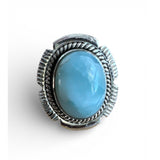 Caribbean Larimar Solid 925 Sterling Silver Ring 6