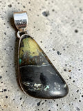 Black Jack Turquoise Solid 925 Sterling Silver Pendant