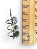 Moldavite, Herkimer Diamond & Meteorite Solid 925 Sterling Silver Pendant
