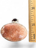 Orange Scolecite & Garnet Solid 925 Sterling Silver Pendant