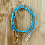 Blue Quartz 2 mm Beaded Necklace