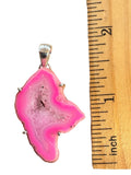 Pink Druzy Solid 925 Sterling Silver Pendant